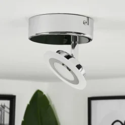 Plafonnier Lucy LED Chrome, 1 lumière, Télécommandes, Changeur de couleurs