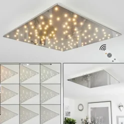 Plafonnier Madrier LED Nickel mat, Blanc, 1 lumière, Télécommandes