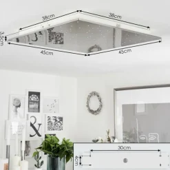 Plafonnier Madrier LED Nickel mat, Blanc, 1 lumière, Télécommandes