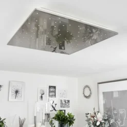 Plafonnier Madrier LED Nickel mat, Blanc, 1 lumière, Télécommandes