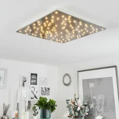 Plafonnier Madrier LED Nickel mat, Blanc, 1 lumière, Télécommandes