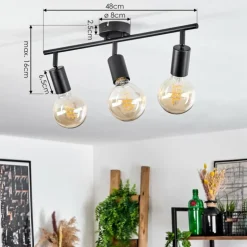 Plafonnier Maidford Noir, 3 lumières