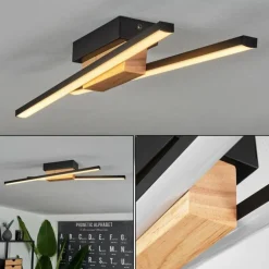 Plafonnier Meiral LED Bois clair, Noir, 2 lumières