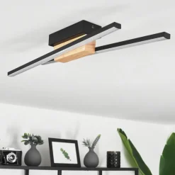 Plafonnier Meiral LED Bois clair, Noir, 2 lumières