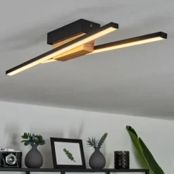 Plafonnier Meiral LED Bois clair, Noir, 2 lumières