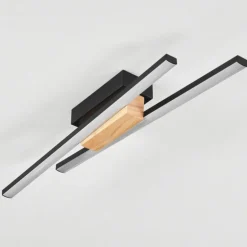 Plafonnier Meiral LED Bois clair, Noir, 2 lumières