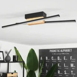 Plafonnier Meiral LED Bois clair, Noir, 2 lumières