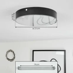 Plafonnier Mentque LED Noir, 1 lumière