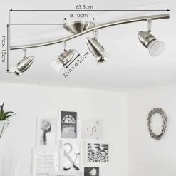 Plafonnier Mirandol Nickel mat, 4 lumières