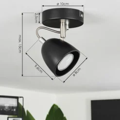 Plafonnier Moesdorf Nickel mat, Noir, 1 lumière