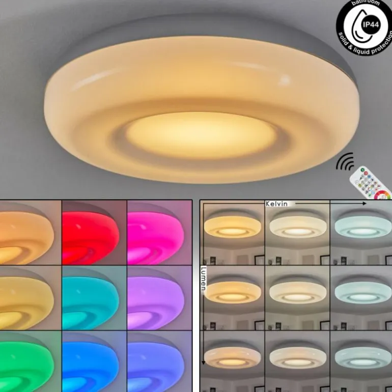 Plafonnier Monfebres LED Argenté, Blanc, 1 lumière, Télécommandes, Changeur de couleurs