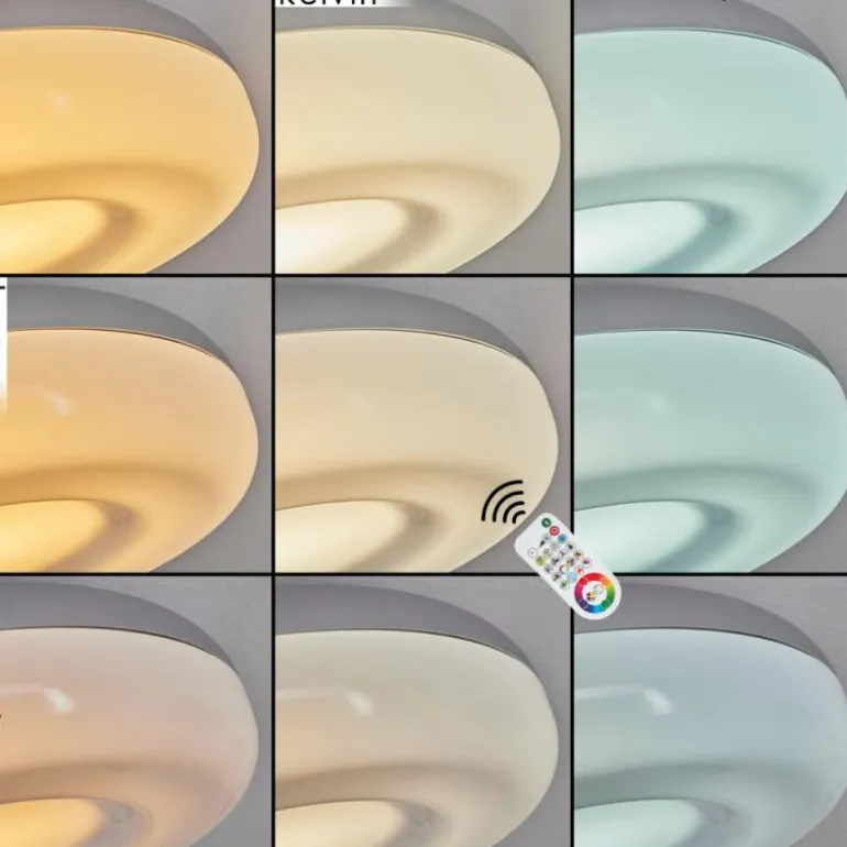 Plafonnier Monfebres LED Argenté, Blanc, 1 lumière, Télécommandes, Changeur de couleurs