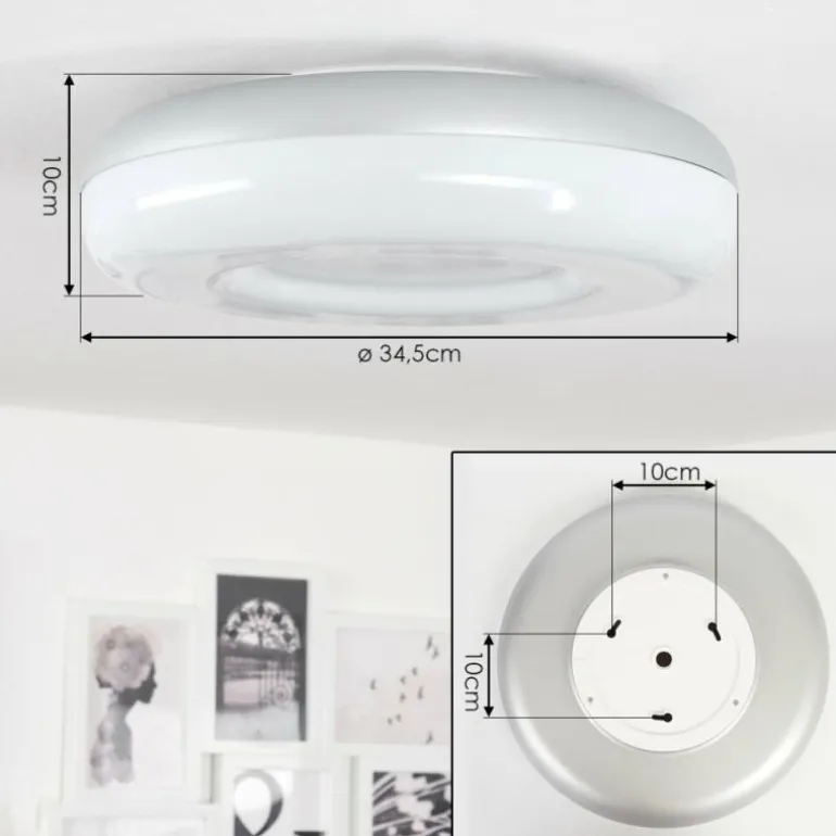 Plafonnier Monfebres LED Argenté, Blanc, 1 lumière, Télécommandes, Changeur de couleurs