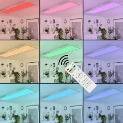 Plafonnier Montalba LED Blanc, 1 lumière, Télécommandes, Changeur de couleurs