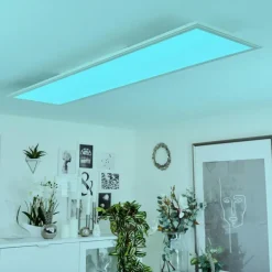 Plafonnier Montalba LED Blanc, 1 lumière, Télécommandes, Changeur de couleurs