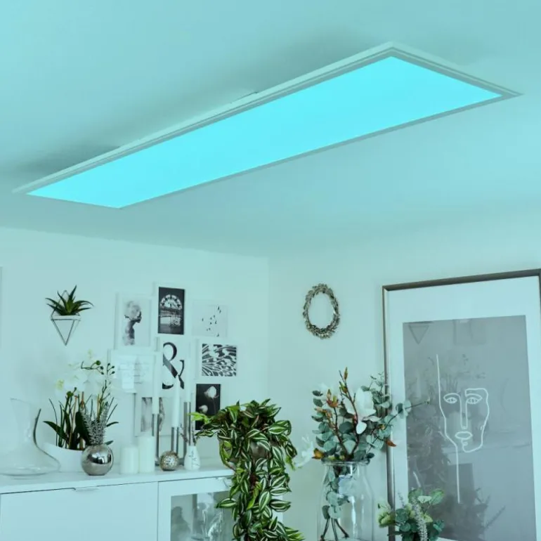 Plafonnier Montalba LED Blanc, 1 lumière, Télécommandes, Changeur de couleurs