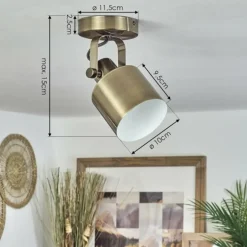 Plafonnier Neves Laiton, 1 lumière