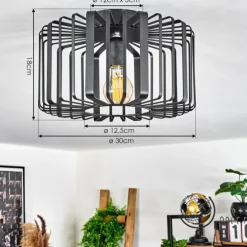 Plafonnier Oravi Noir, 1 lumière