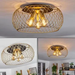 Plafonnier Pinsaguel Laiton, Noir, 3 lumières