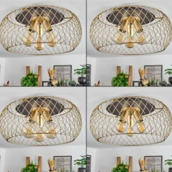 Plafonnier Pinsaguel Laiton, Noir, 3 lumières