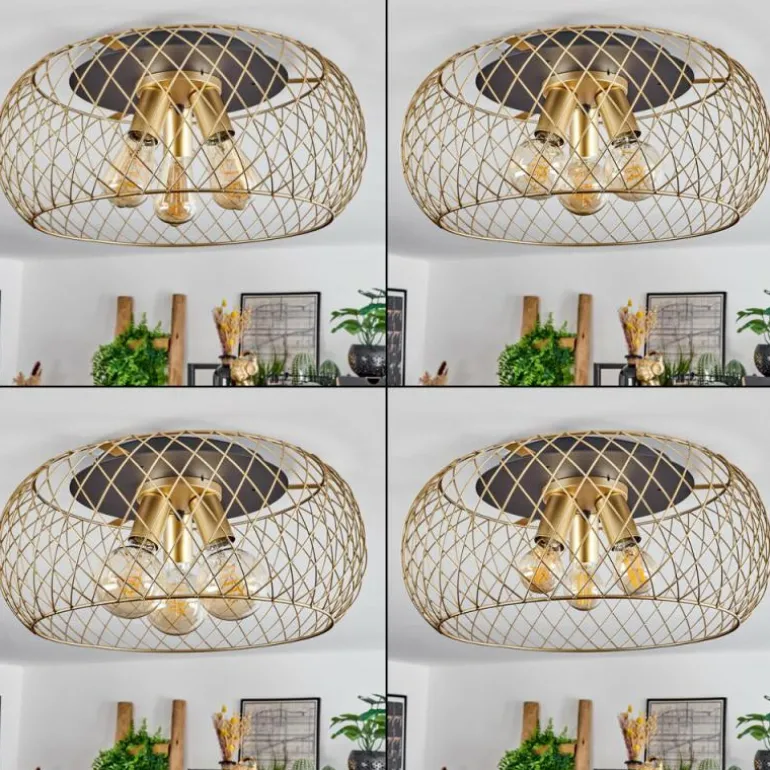 Plafonnier Pinsaguel Laiton, Noir, 3 lumières