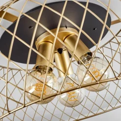 Plafonnier Pinsaguel Laiton, Noir, 3 lumières