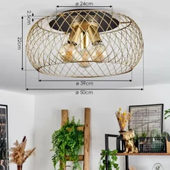 Plafonnier Pinsaguel Laiton, Noir, 3 lumières