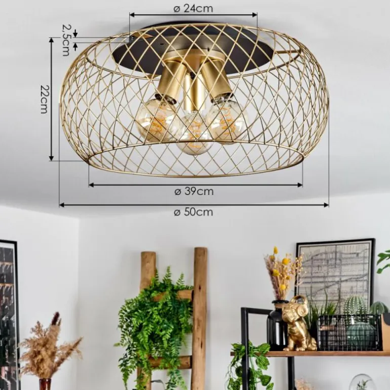 Plafonnier Pinsaguel Laiton, Noir, 3 lumières