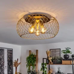 Plafonnier Pinsaguel Laiton, Noir, 3 lumières