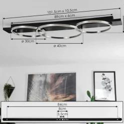 Plafonnier Pompu LED Noir, 3 lumières