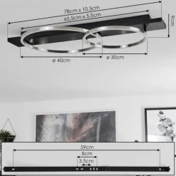 Plafonnier Pompu LED Noir, 2 lumières