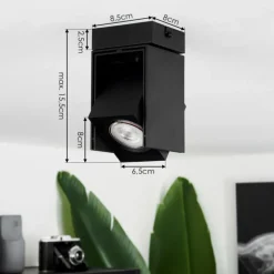 Plafonnier Prassinet Noir, 1 lumière