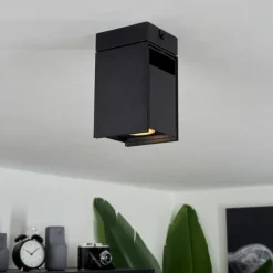 Plafonnier Prassinet Noir, 1 lumière