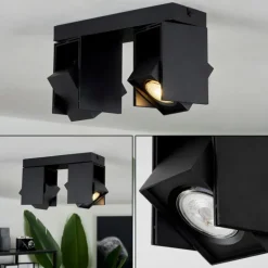 Plafonnier Prassinet Noir, 2 lumières