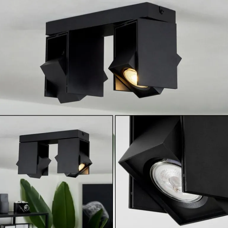 Plafonnier Prassinet Noir, 2 lumières