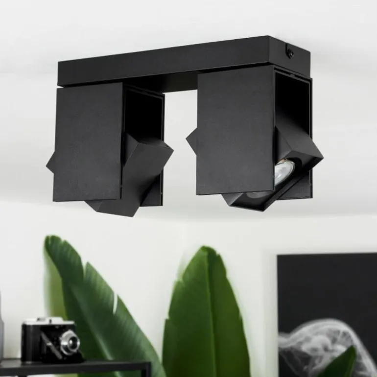 Plafonnier Prassinet Noir, 2 lumières