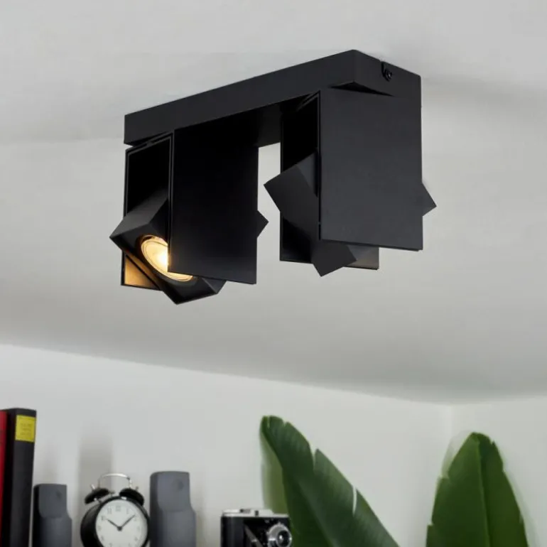 Plafonnier Prassinet Noir, 2 lumières