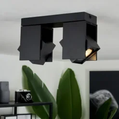 Plafonnier Prassinet Noir, 2 lumières