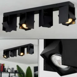 Plafonnier Prassinet Noir, 4 lumières