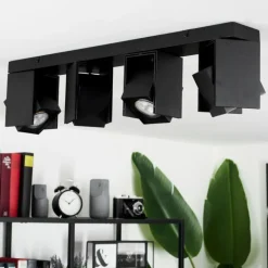 Plafonnier Prassinet Noir, 4 lumières