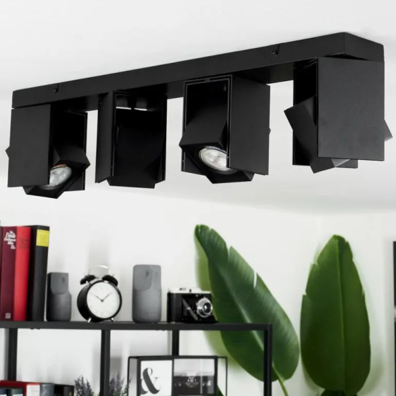 Plafonnier Prassinet Noir, 4 lumières