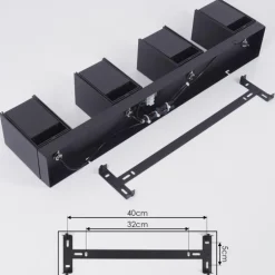 Plafonnier Prassinet Noir, 4 lumières