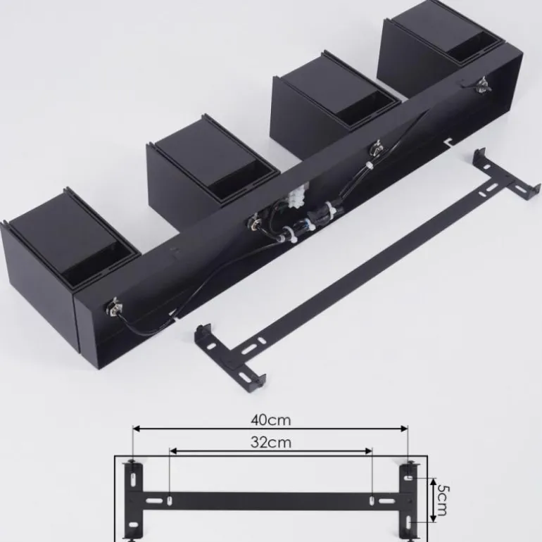 Plafonnier Prassinet Noir, 4 lumières