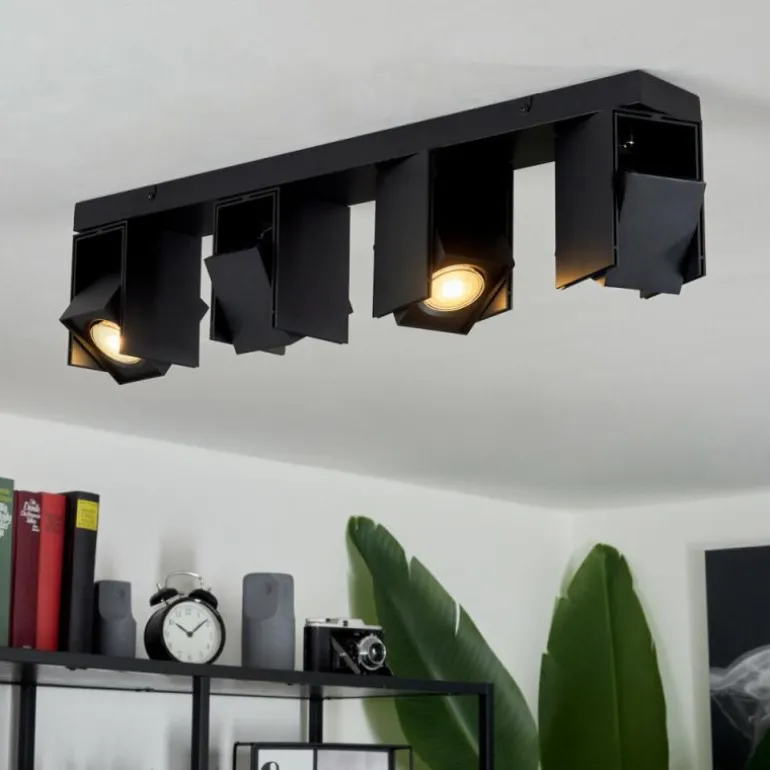 Plafonnier Prassinet Noir, 4 lumières