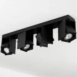 Plafonnier Prassinet Noir, 4 lumières