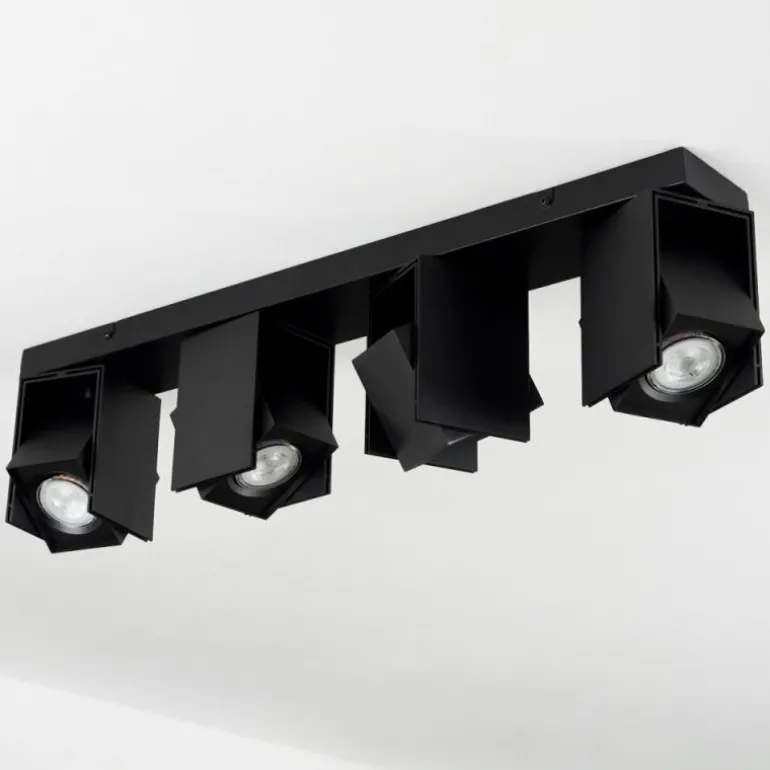 Plafonnier Prassinet Noir, 4 lumières