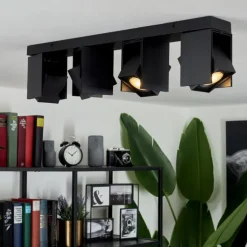 Plafonnier Prassinet Noir, 4 lumières