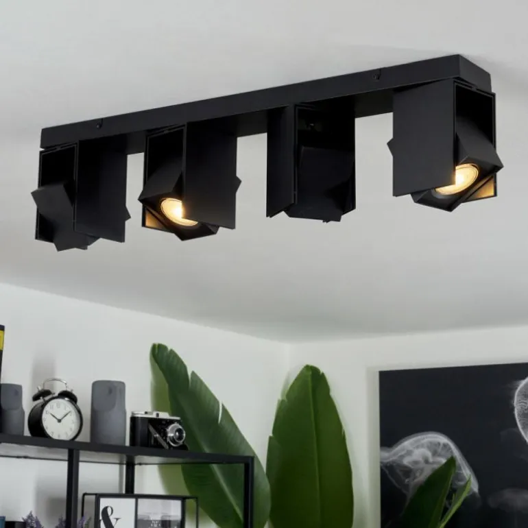 Plafonnier Prassinet Noir, 4 lumières