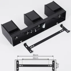 Plafonnier Prassinet Noir, 3 lumières