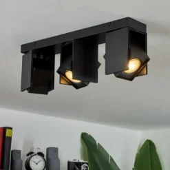 Plafonnier Prassinet Noir, 3 lumières